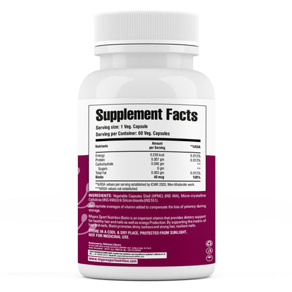 Mypro Sport Nutrition Biotin | Beauty Capsules | Promotes Healthy Hair | Skin & Nails |Helps Support Energy Metabolism | Helps Convert Food Into Energy For Men And Women -60 Capsules