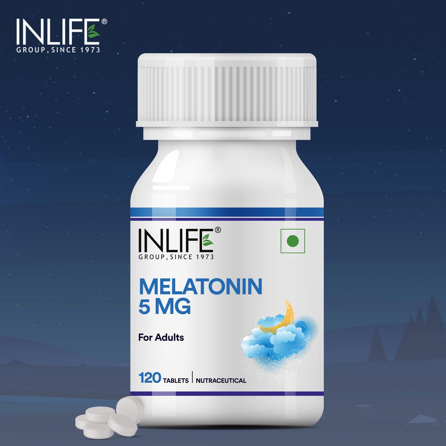 INLIFE Melatonin 5mg Tablets | Vegetarian Friendly & Easy to Swallow Supplement for Men and Women - 120 Tablets