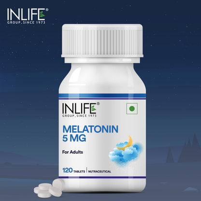 INLIFE Melatonin 5mg Tablets | Vegetarian Friendly & Easy to Swallow Supplement for Men and Women - 120 Tablets