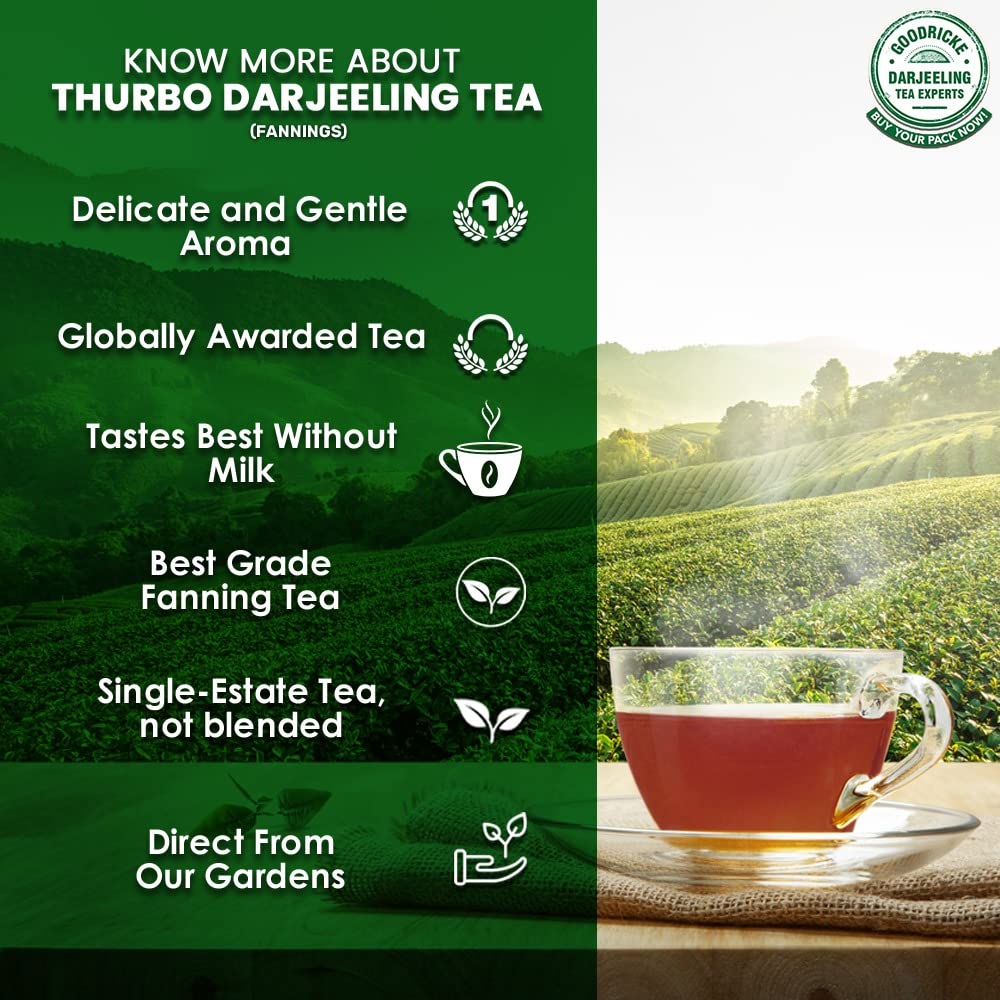 GOODRICKE Thurbo Fanning Darjeeling Tea - 250 gm (Pack of 1) |Fanning | Premium Black Tea with Long Lasting Taste and Aroma