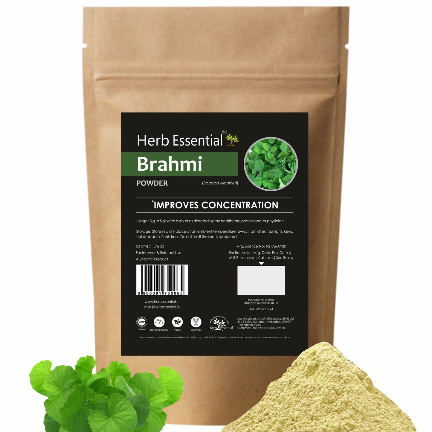 Herb Essential Pure Brahmi Powder - 50 G