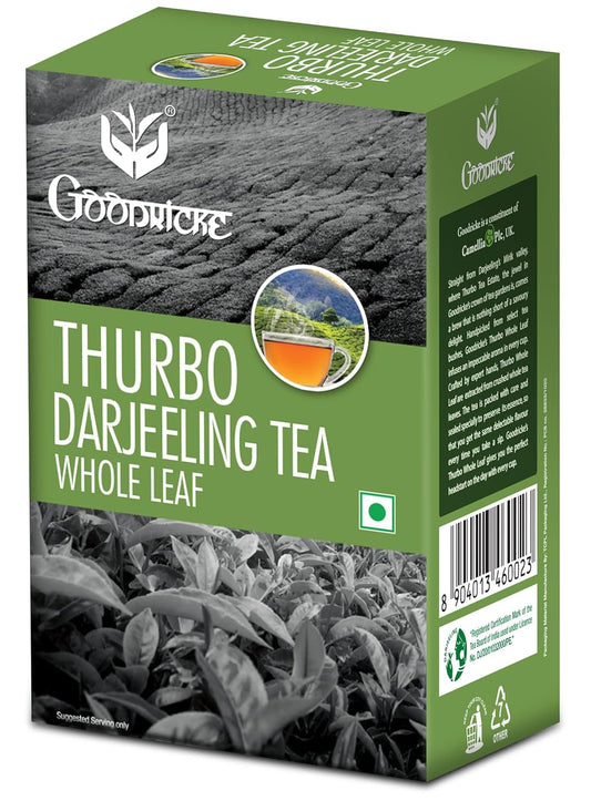 GOODRICKE Thurbo Darjeeling Tea - 250Gm(Pack Of 1)| 100% Pure & Original Single Estate Whole Leaf Tea | Premium Black Long Loose Tea Leaves With Rich Taste