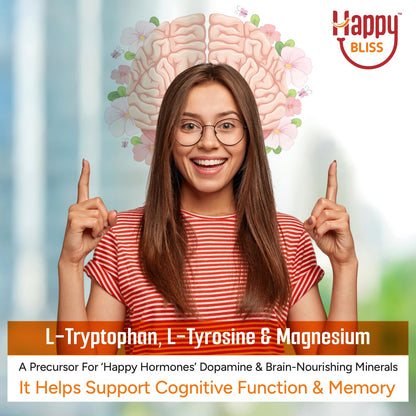 Bliss Welness Happy Bliss : Happiness, Anxiety & Stress Relief Supplement | Natural Support for Calm, Mood, Anti Nervousness & Happy Hormones | Supports Balance of Cortisol, Dopamine, Endorphin, Serotonin & Oxytocin | Magnesium, KSM 66 Ashwagandha : 30 Se