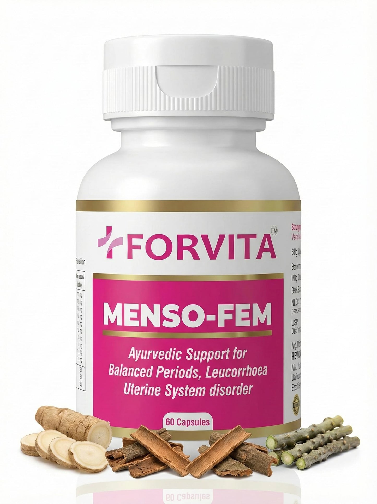 FORVITA Menso-Fem Ayurvedic Women's Wellness Capsules| Hormonal Balance Support for Women | Menstrual Cycle & PMS Support with Ashoka & Shatavari | 10:1 Herbal Extract | Menopause & Perimenopause Wellness| 60 Capsule