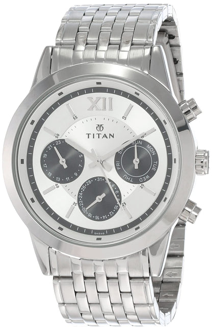 Titan Quartz Analog Silver Dial Watch for Men-NP1766SM03