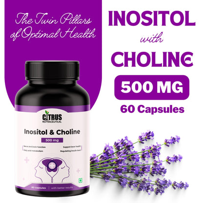 CITRUS NUTRACEUTICALS Choline & Inositol Capsules 500mg | Brain Health, Liver Support & Fat Metabolism | Cognitive Function, Mood & Metabolic Wellness | 60 Veg Capsules