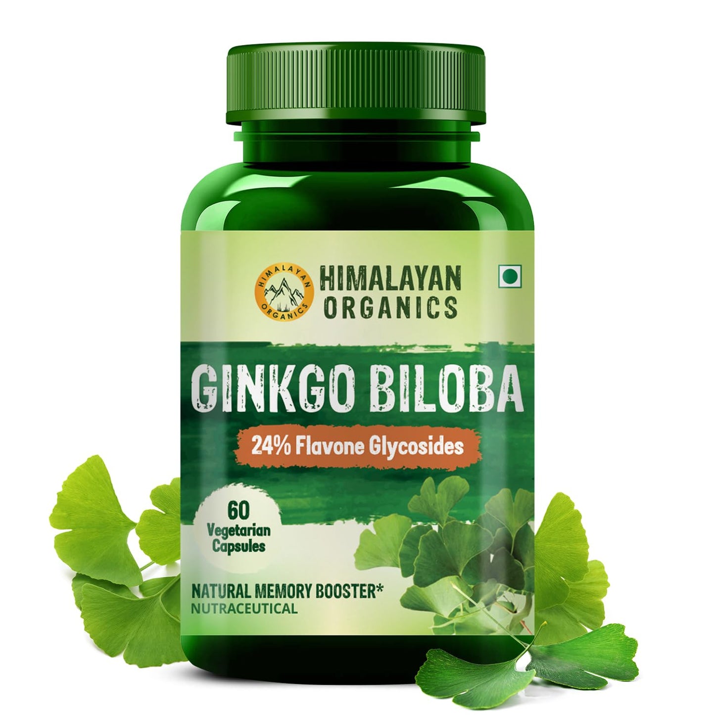 Vlado’s Himalayan Organics Ginkgo Biloba 500mg With Brahmi for Better Concentration, Memory & learning | Helps Anxiety & Stress | Healthy Blood Circulation - 60 Veg Capsules