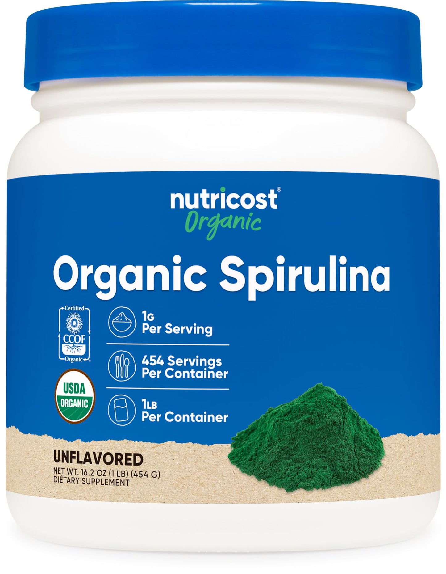 Nutricost Spirulina Powder 400 Grams - Pure Spirulina Powder; 8000mg Per Serving; 50 Servings.
