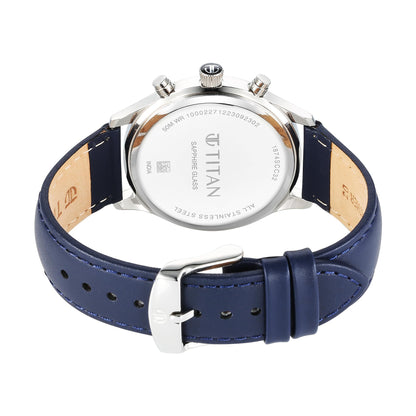 Titan Sapphire Quartz Multifunction Silver Dial Leather Strap Watch for- image 5