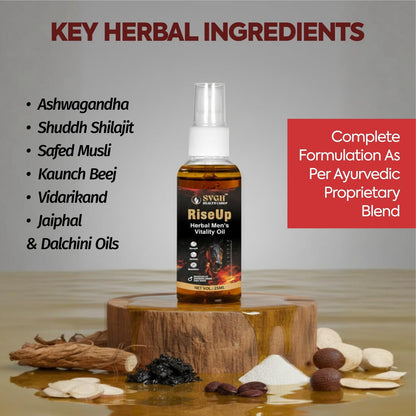 SVGH Health Care RiseUp Herbal Men’s Vitality Oil | Ayurvedic Massage Oil for Men | 100% Herbal Formula | 25ml