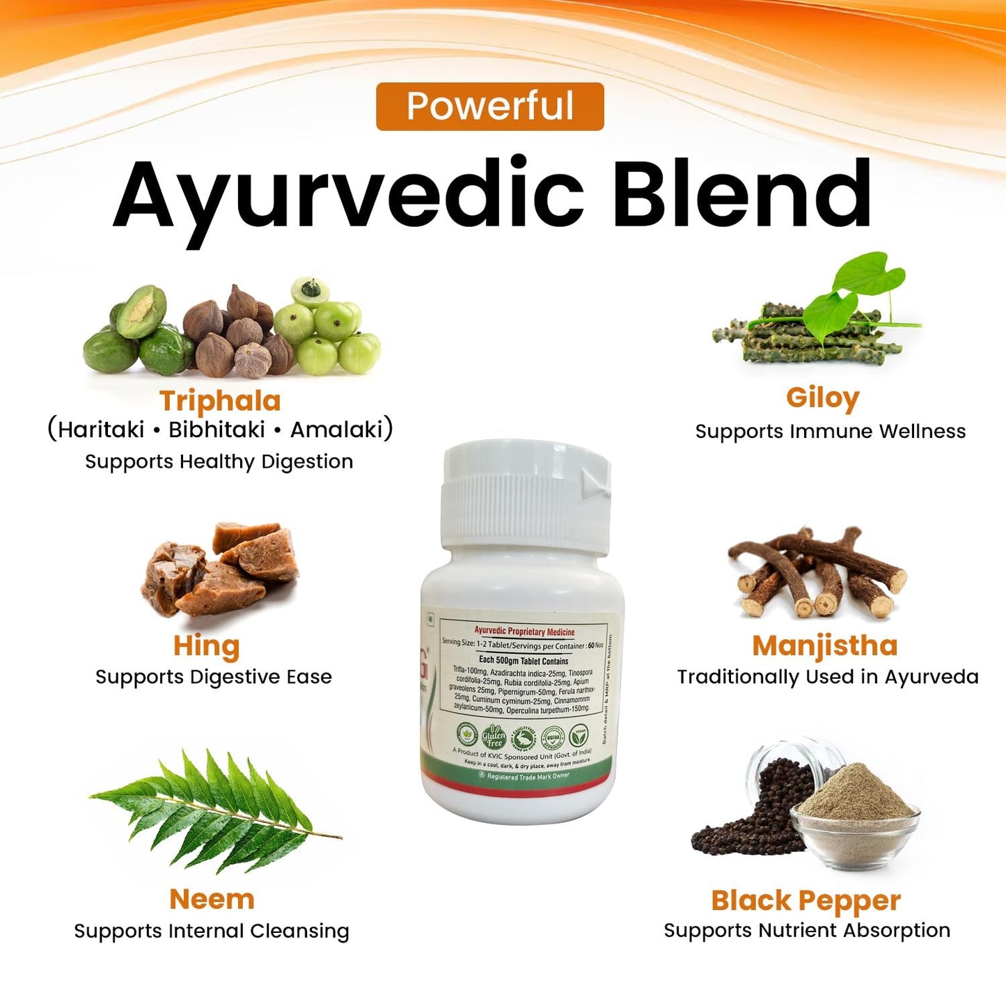 Virog Detox & Tridosha Balance Tablets | Ayurvedic Herbal Supplement | Dosha Balancing Formula | Digestive Support | 60 Tablets