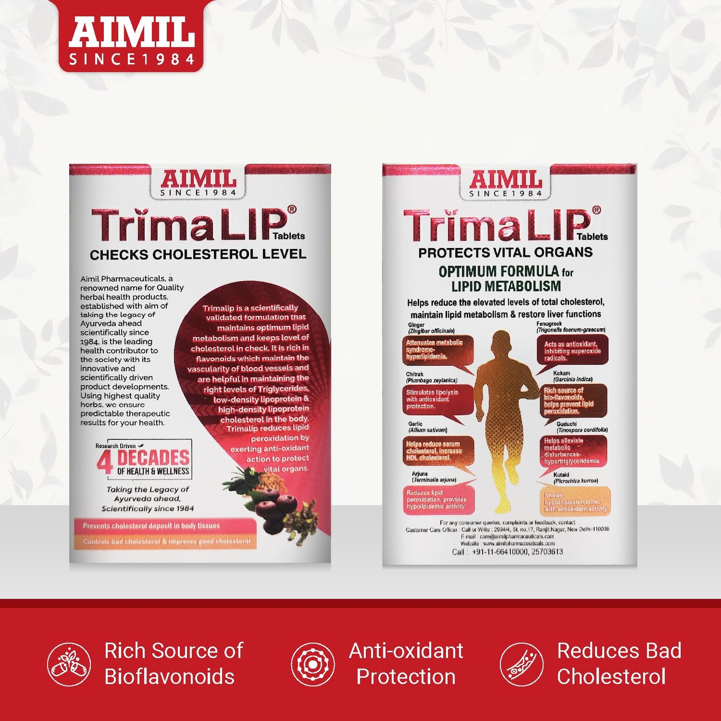 AIMIL TrimaLIP Cholesterol Lowering Tablets, 60 Tablets per Pack, For Healthy Cholesterol Levels