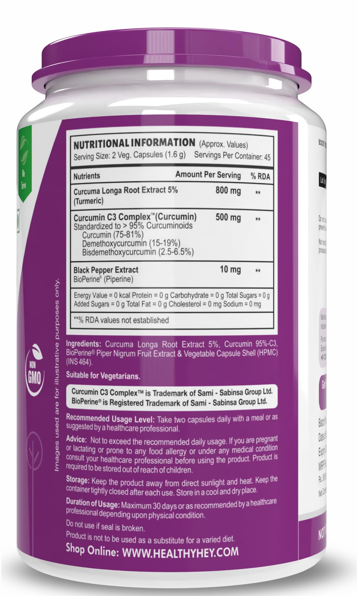 HealthyHey Nutrition curcumin 90 capsules & Magnesium glycinate 120 capsules