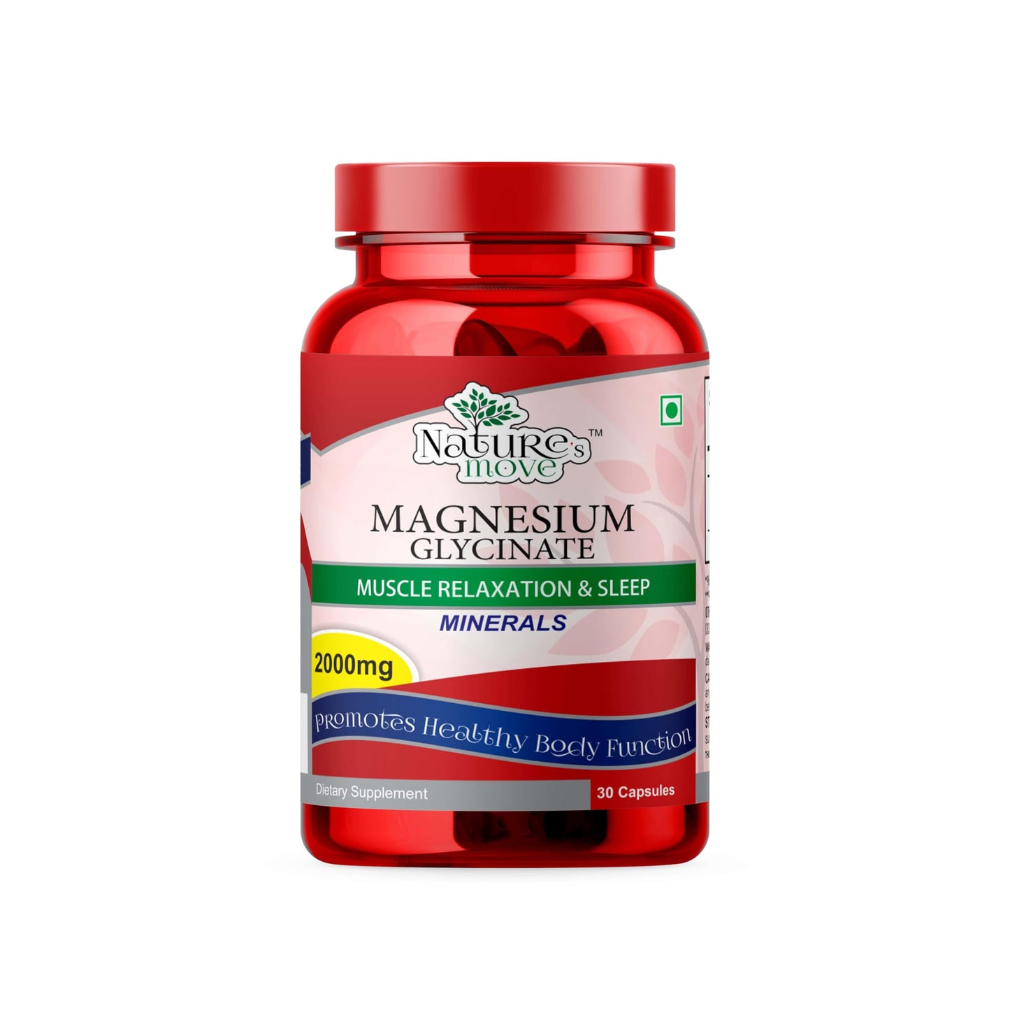 Natures Move Magnesium Glycinate 2000mg | High Absorption for Sleep, Muscle & Nerve Health (30 Capsules)