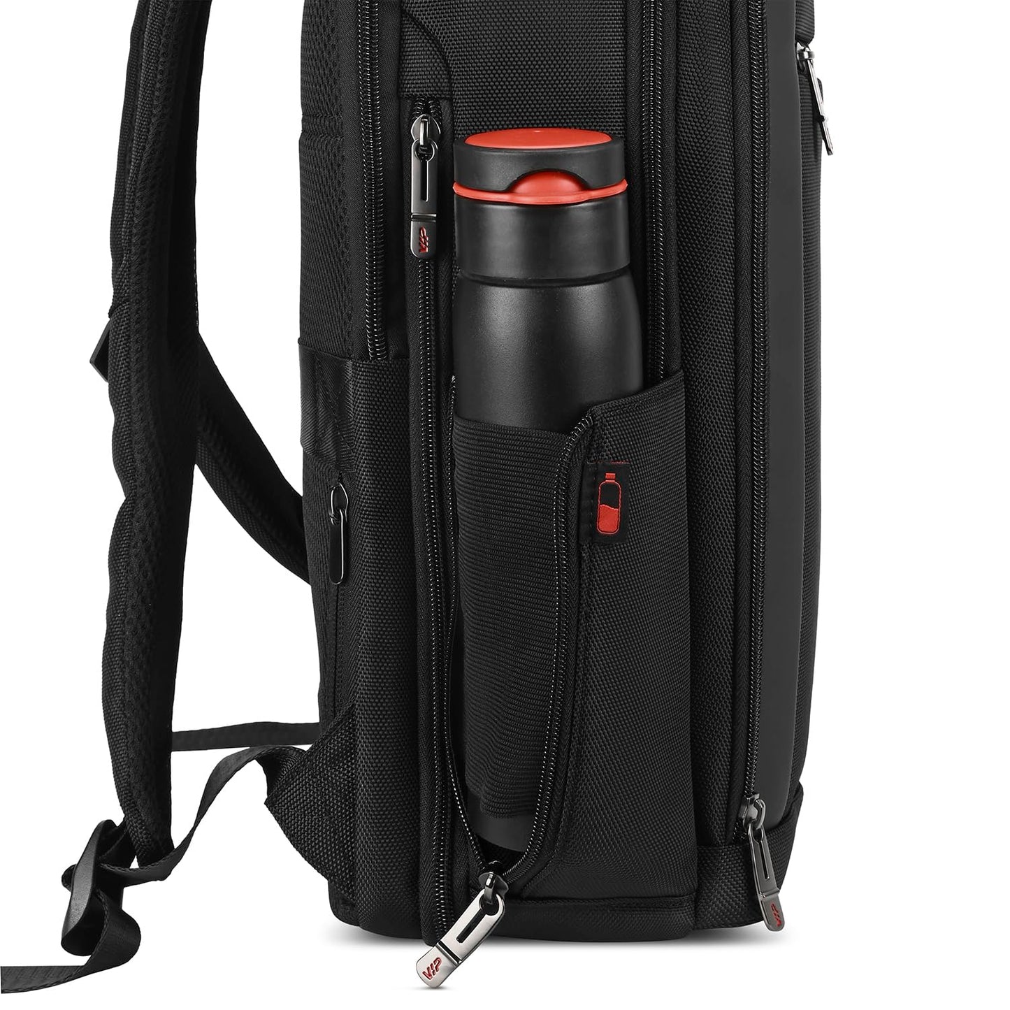 VIP VOGUE 17 Inch Compatible Laptop Backpack 27L + 5L Expandable | Water-Resistant with 3 Compartments | Padded Laptop Sleeve, Side Bottle Pocket | Office & Travel Backpack for Men & Women (Black)