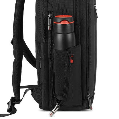 VIP VOGUE 17 Inch Compatible Laptop Backpack 27L + 5L Expandable | Water-Resistant with 3 Compartments | Padded Laptop Sleeve, Side Bottle Pocket | Office & Travel Backpack for Men & Women (Black)