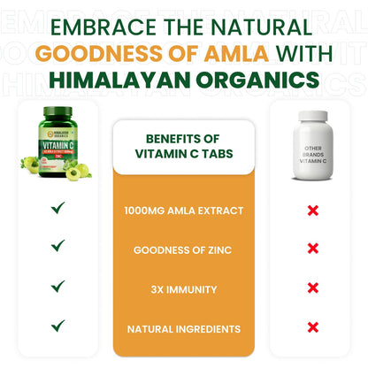 Himalayan Organics Vitamin C Tablets from Natural Fruits | Immnunity, Antioxidant & Skin Care | 120 Vegan Tablets