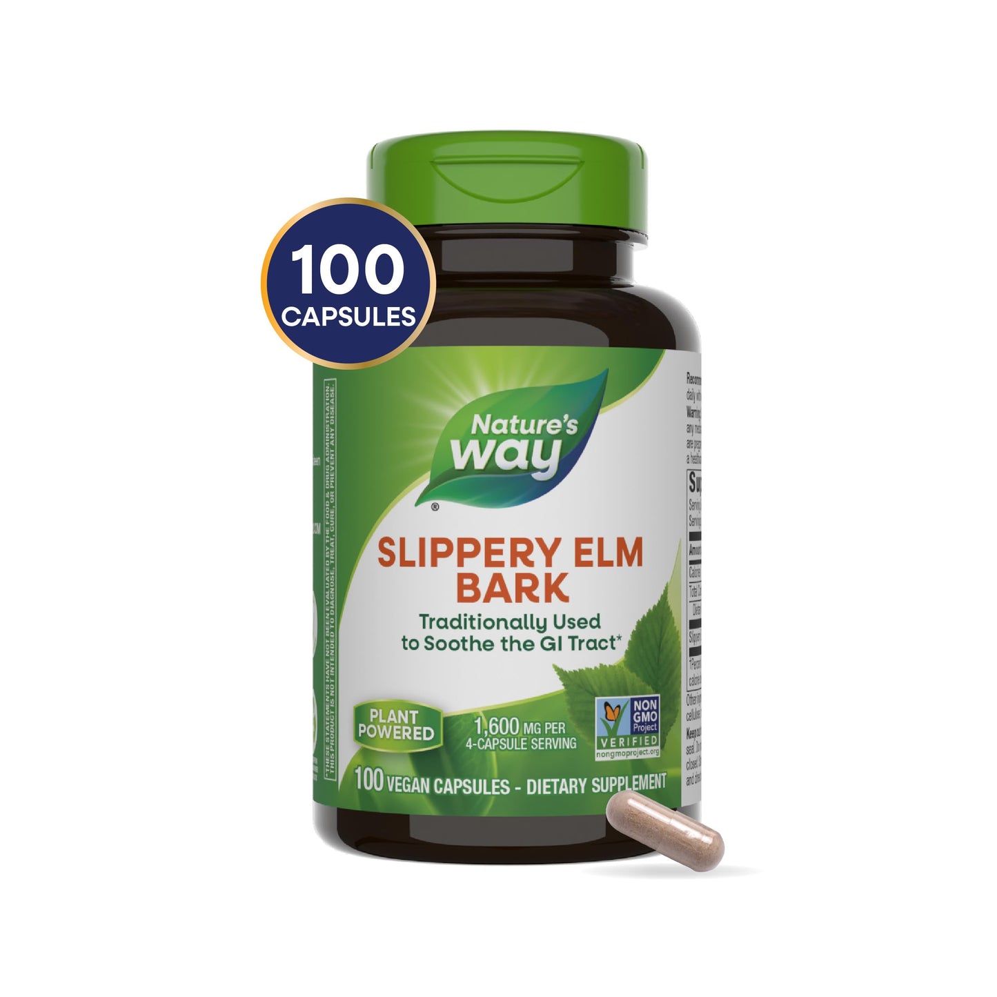 Nature's Way, Slippery Elm Bark, 400 mg, 100 Veggie Caps- image 8
