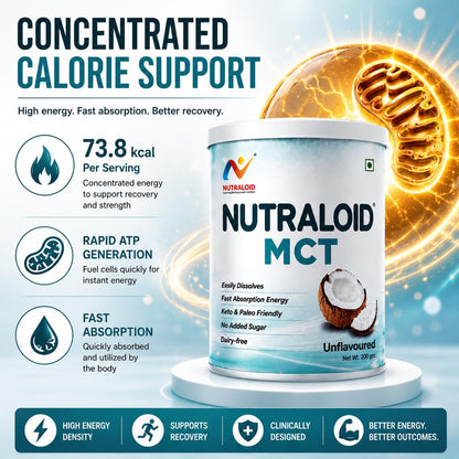 NUTRALOID MCT Powder 200g | Medium Chain Triglycerides Supplement for Instant Energy | Keto & Paleo Friendly | No Added Sugar | Dairy Free | Unflavoured Coconut MCT Powder