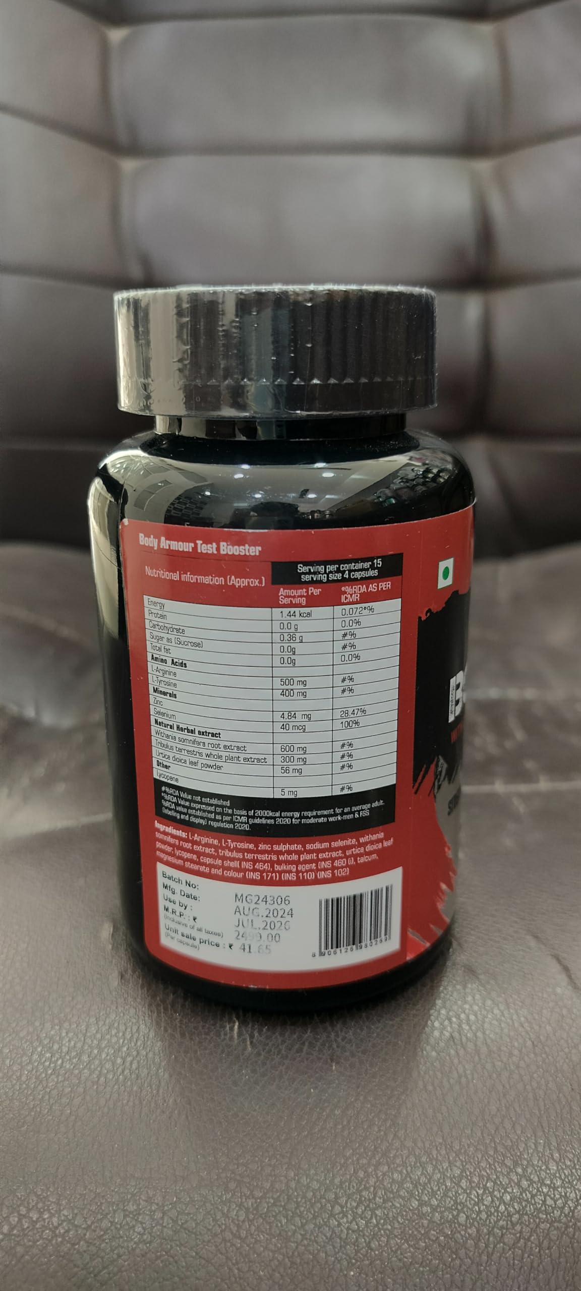 Wellbe Nutrition Body Armour Test Booster (60 Capsules) For Recovery |Strength|Energy Endurance