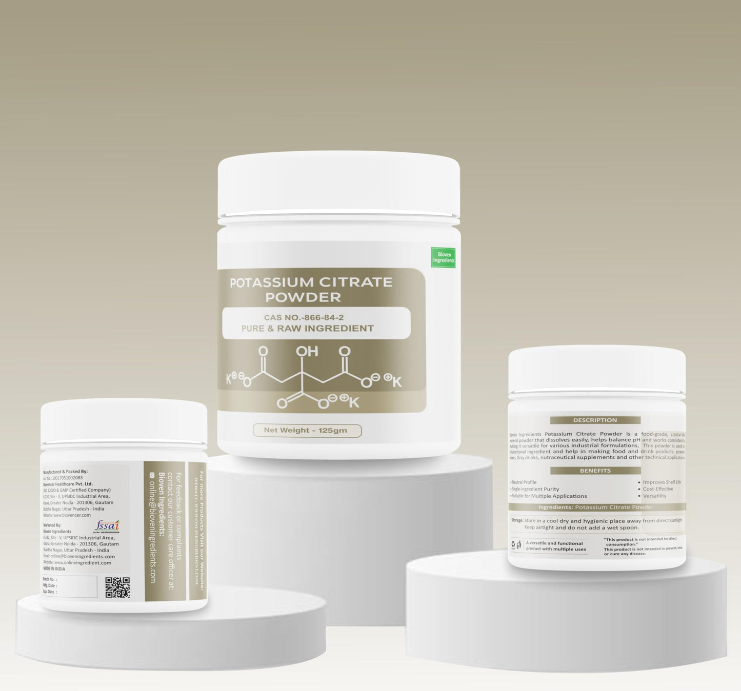 Potassium Citrate Powder by Bioven Ingredients, Non-GMO Supplement, No Preservatives, Essential Mineral, Supports Electrolyte Balance and Normal pH