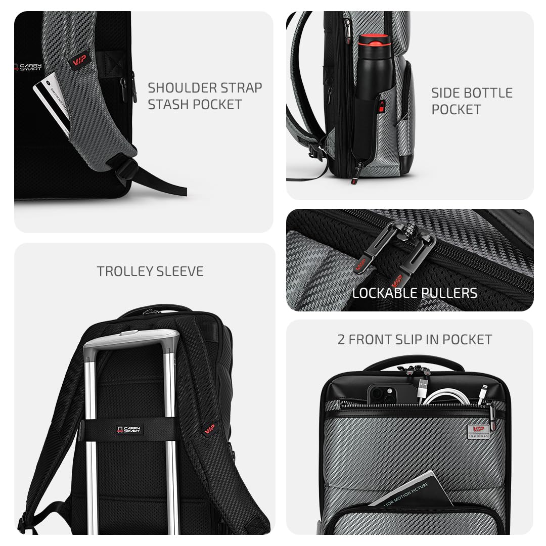 VIP Urban 17 Inch Compatible Laptop Backpack 25L + 5L Expandable | Water-Resistant with USB Charging Port | Padded Laptop Sleeve, 2 Compartments | Office & Travel Backpack for Men & Women (Mesh Grey)