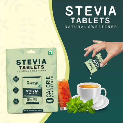 Zindagi Stevia Sugar Free Tablets | Natural & Zero Calorie Sweetener | Diabetic Friendly Sugar | 100 Tablets