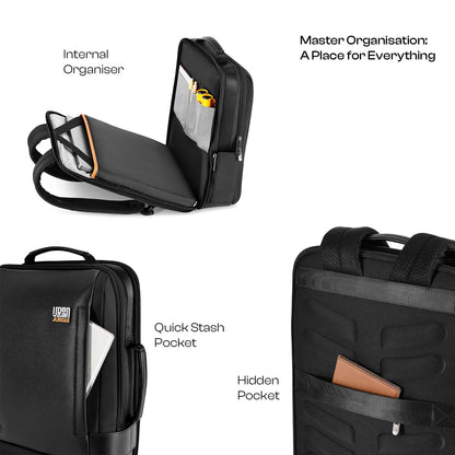 Urban Jungle by Safari, Laptop Backpack for Men and Women | USB Charging Port | Trolley Sleeve | 15.6 Inch Laptop Sleeve | Water Resistant | Office & Travel Bag | Black