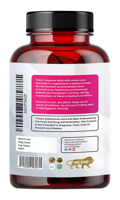 Humming Herbs Turkesterone Ecdysterone Ajuga Turkestanica Supplement with Tongkat Ali Horny Goat weed & maca | Boost Muscle Growth, Memory Support - 60 Capsules