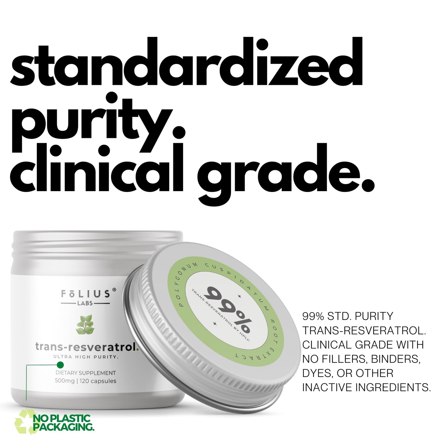 FOLIUS LABS Ultra High Purity Resveratrol Capsules 250mg - 99% Trans-Re- image 8