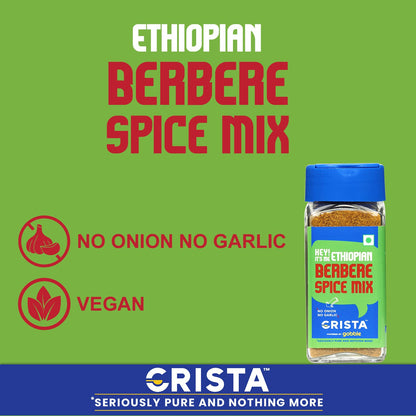 CRISTA Ethiopian Berbere Spice Mix | Vegetable Curry Masala | Vegan | No Onion | No Garlic | Zero added Colours, Fillers, Additives & Preservatives | 50 gms