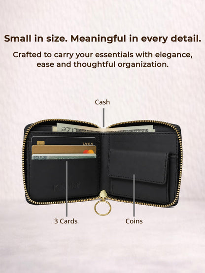 Kalankit Women's Small Zip Wallet | Bi-Fold Purse with Card Slots, Cash & Coin Pocket | Compact Wallet for Women & Girls | Stylish Daily Use Purse | Gift for Sister & Friends