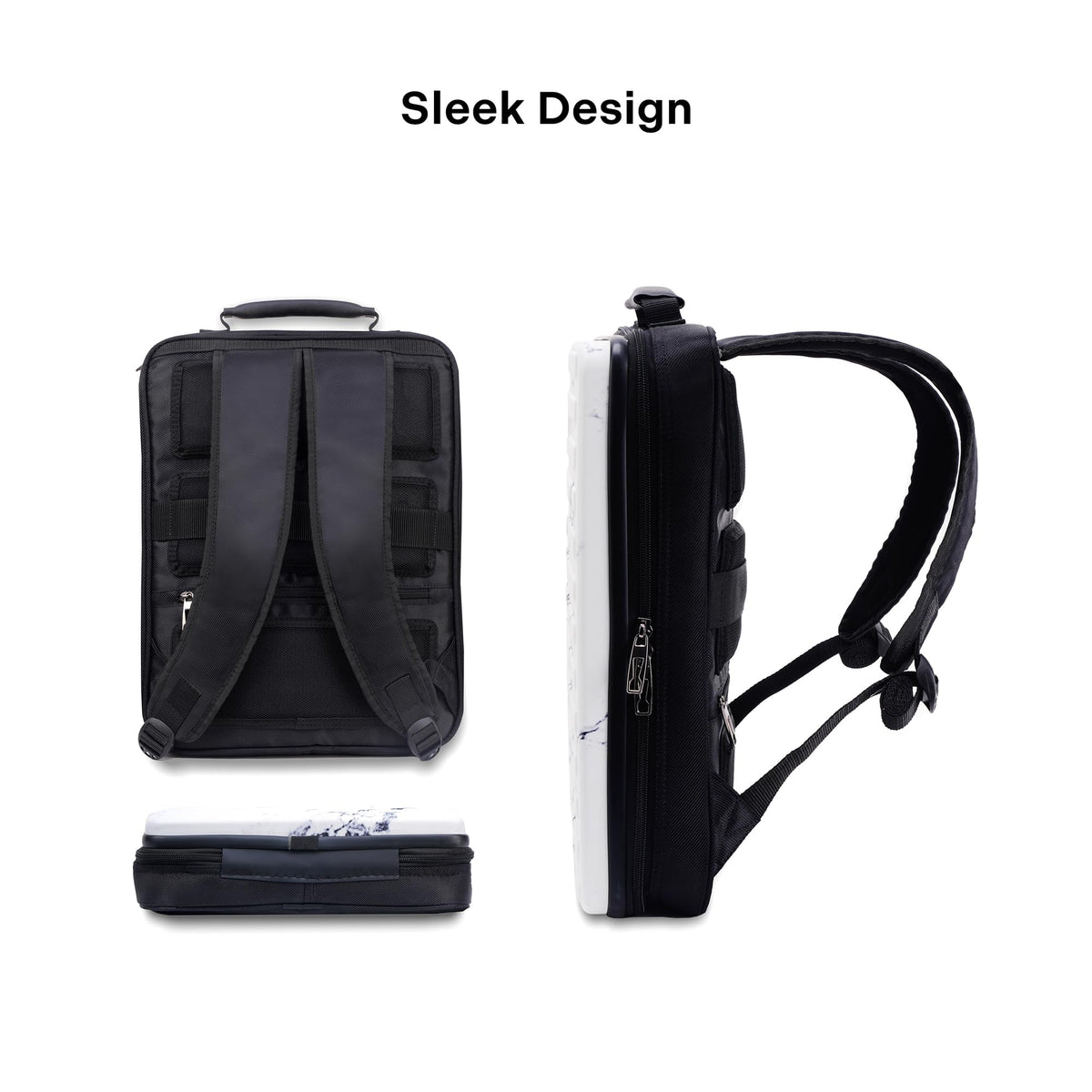 Assembly Edge Hard Shell Laptop Backpack for Men Women 15.6 Inch Rigid Polycarbonate Office Travel Bag with Breathable Back Marble