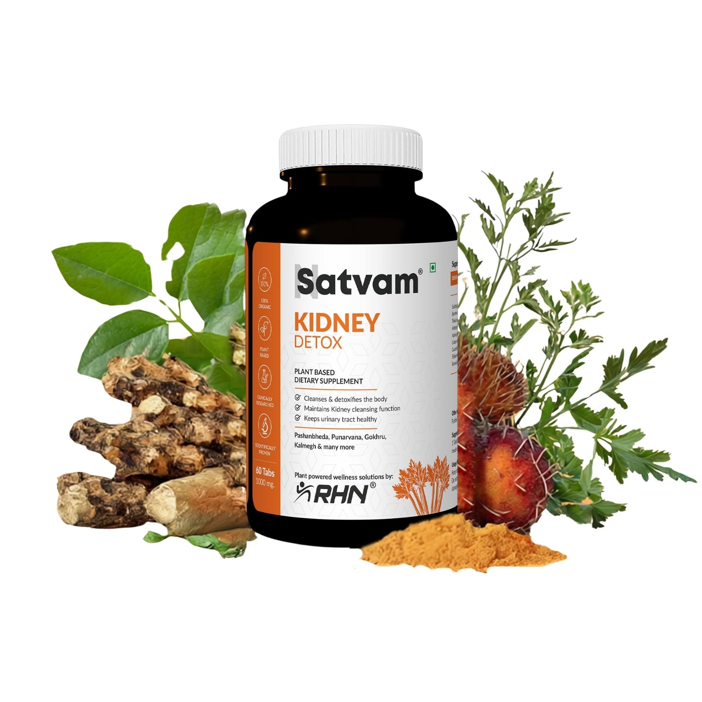 SATVAM Kidney Detox (60 Tablets) | Natural Herbal Supplement for Kidney Cleanse, Urinary Tract Support & Renal Health for Daily Wellness