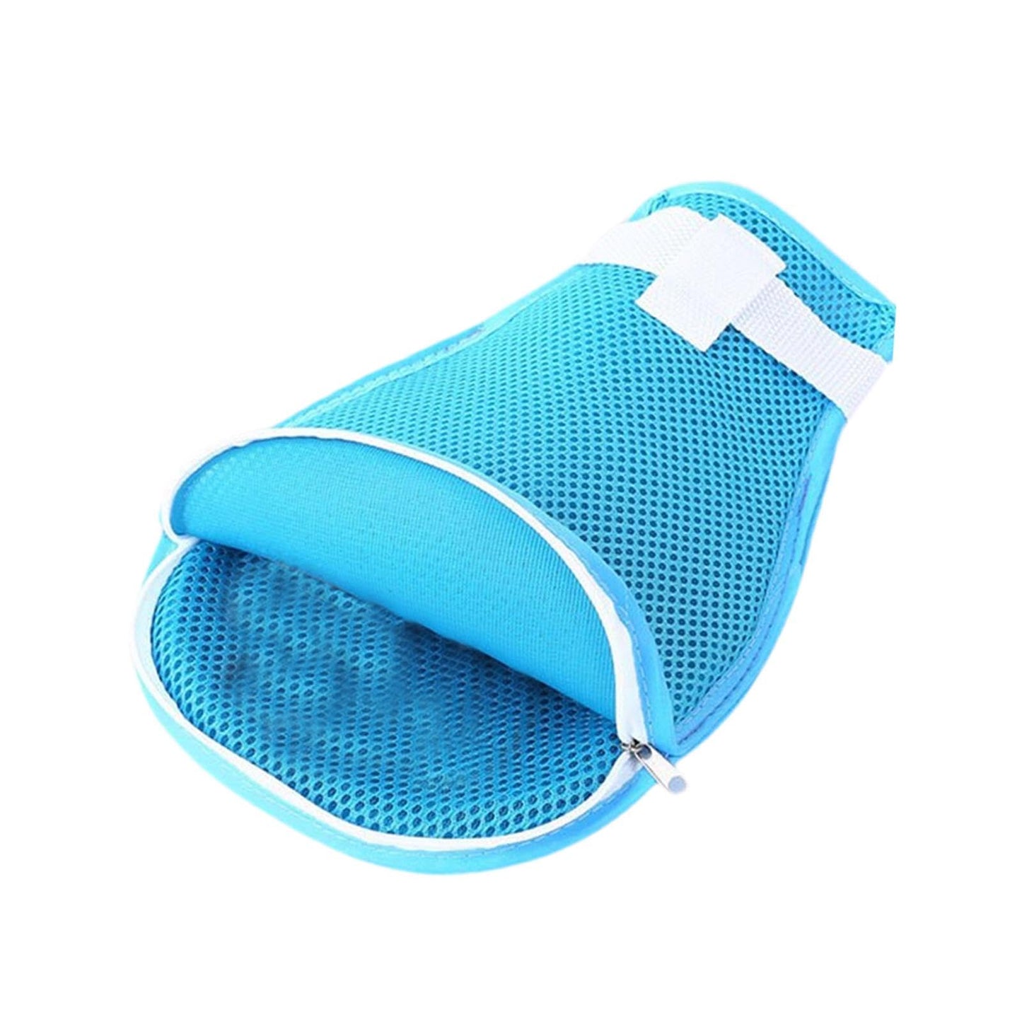 CALANDIS™ Hand Restraint Glove Mesh Cloth Elderly Portable Multifunction Security Mitt Light Blue with Zip