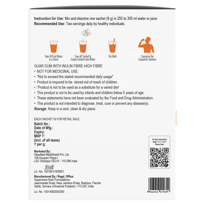 Steadfast Nutrition Tri Fibre Clear Soluble Fiber Supplement for Healthy Gut & constipation Relief Gluten Free (Unflavoured 30 Sachets, 240g)