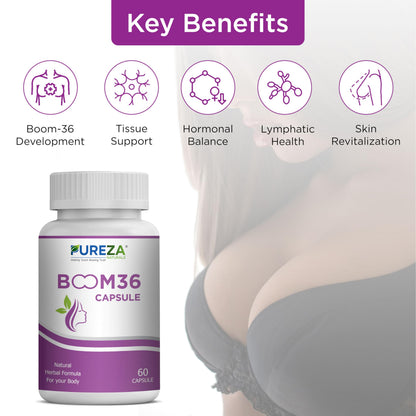 Pureza Naturals BOOM36 Capsule – Natural Herbal Formula for Women’s Wellness & Body Support, Advanced Ayurvedic Supplement, 60 Capsules Bottle for Daily Health Care & Complete Nutritional Support