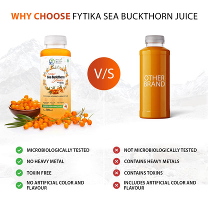 Fytika Himalayan Seabuckthorn Berry Juice – 300ml | Rich in Omega 3, 6, 7, 9 & Vitamin C – Boosts Immunity, Skin Glow & Heart Health | Natural Herbal Juice (Pack of 1)