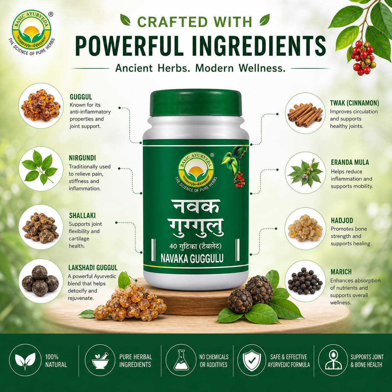 Basic Ayurveda Navaka Guggulu 40 Tablets Pack of 2