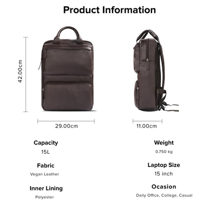 Police Leather Laptop Backpack for Men & Women | 15 inch College Bag fo- image 3