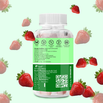 Knoll Healthcare Nutrinol Biotin Hair Gummies (60N) | No Added Sugar | With Biotin, DHT Blockers, Vitamin A, C, E, Fibre & Zinc | For Stronger and Healthier Hair | 100% Veg & Gut Friendly | Strawberry Flavour