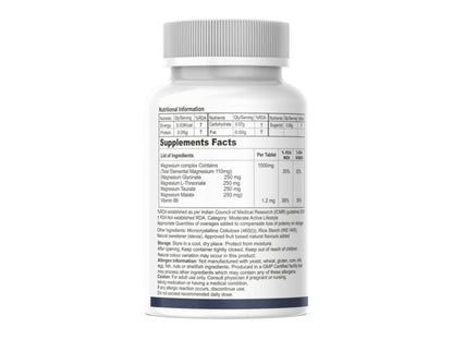 Tryptobal -Mg Multi Magnesium Complex (Magnesium L threonate, Magnesium Glycinate, Magnesium Taurate, Magnesium Malate) with Vitamin B6 for Nerve, Muscle, Bone Health -60 Sugar-Free Chewable Tablets