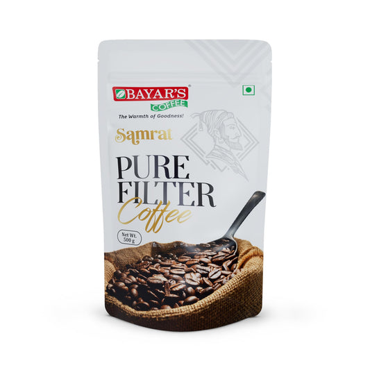 Bayar's Coffee Samrat Filter Coffee Powder 500g | Authentic South Indian Blend with 100% Coffee Without Chicory | Freshly Roasted for Rich Aroma & Taste