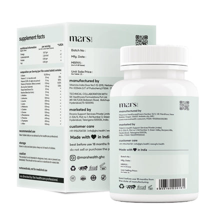Mars by GHC Biotin Tablets - 60 Tablets | Keratin, Hair Fall Control, Nourishment | Biotin Supplement for Hair Growth, Glowing Skin | Enhances Scalp Conditions, Boosts Hair Growth