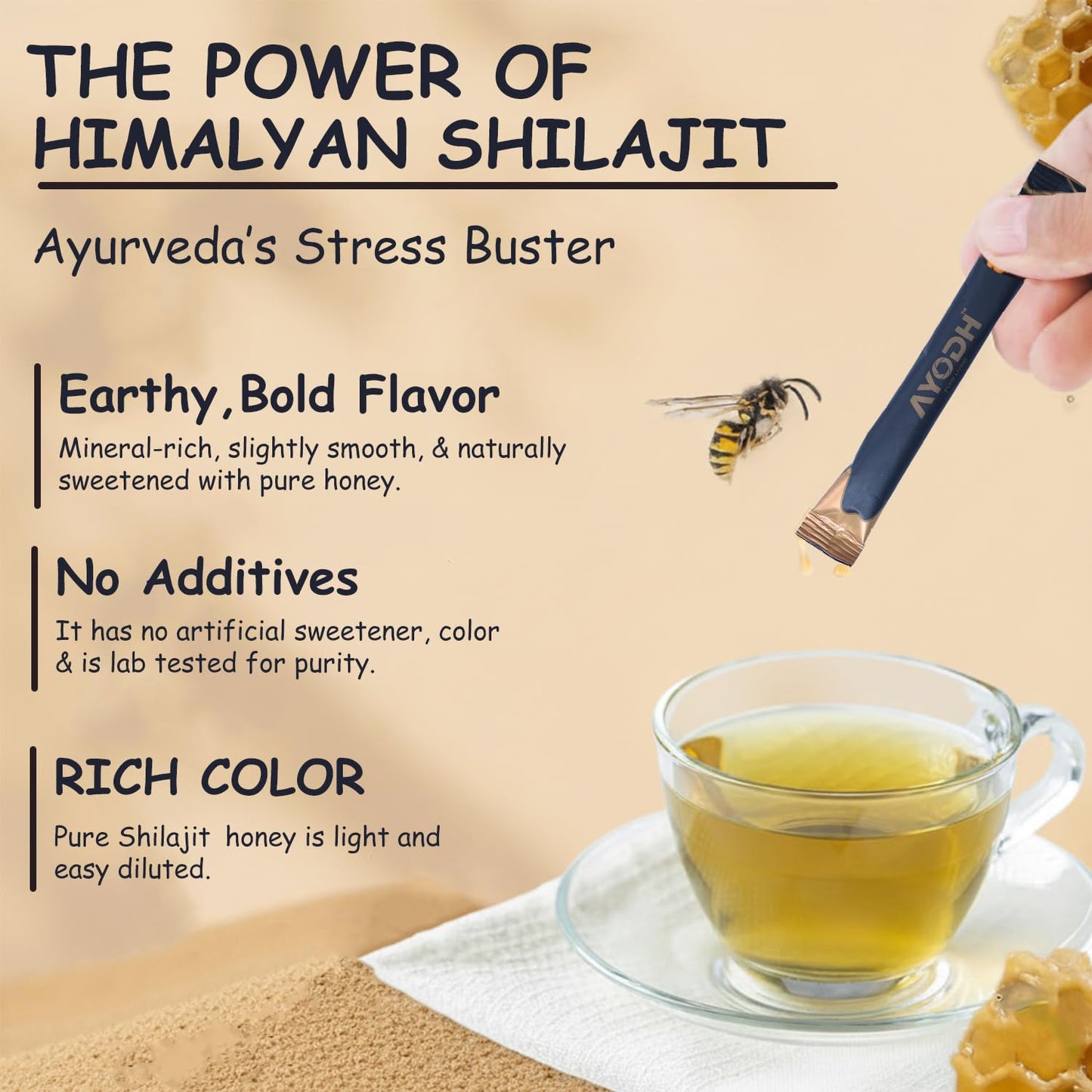 AYODH Himalayan Shilajit Honey Sticks Dark Chocolate Flavor (30 Count) | 75 Fulvic Acid Trace Minerals | Natural Energy Immunity Boost | Pack of 2