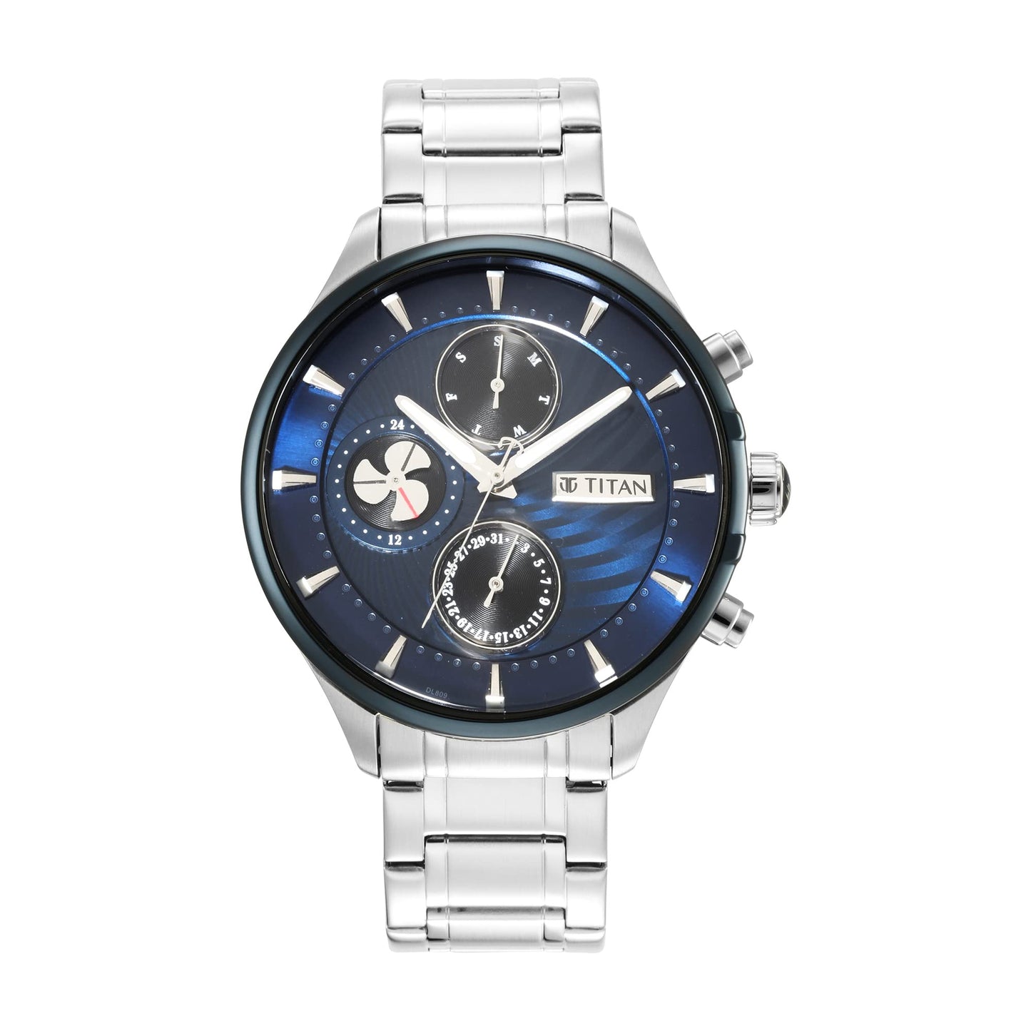 Titan Regalia Maritime Blue Dial Quartz Multifunction Stainless Steel Strap Watc
