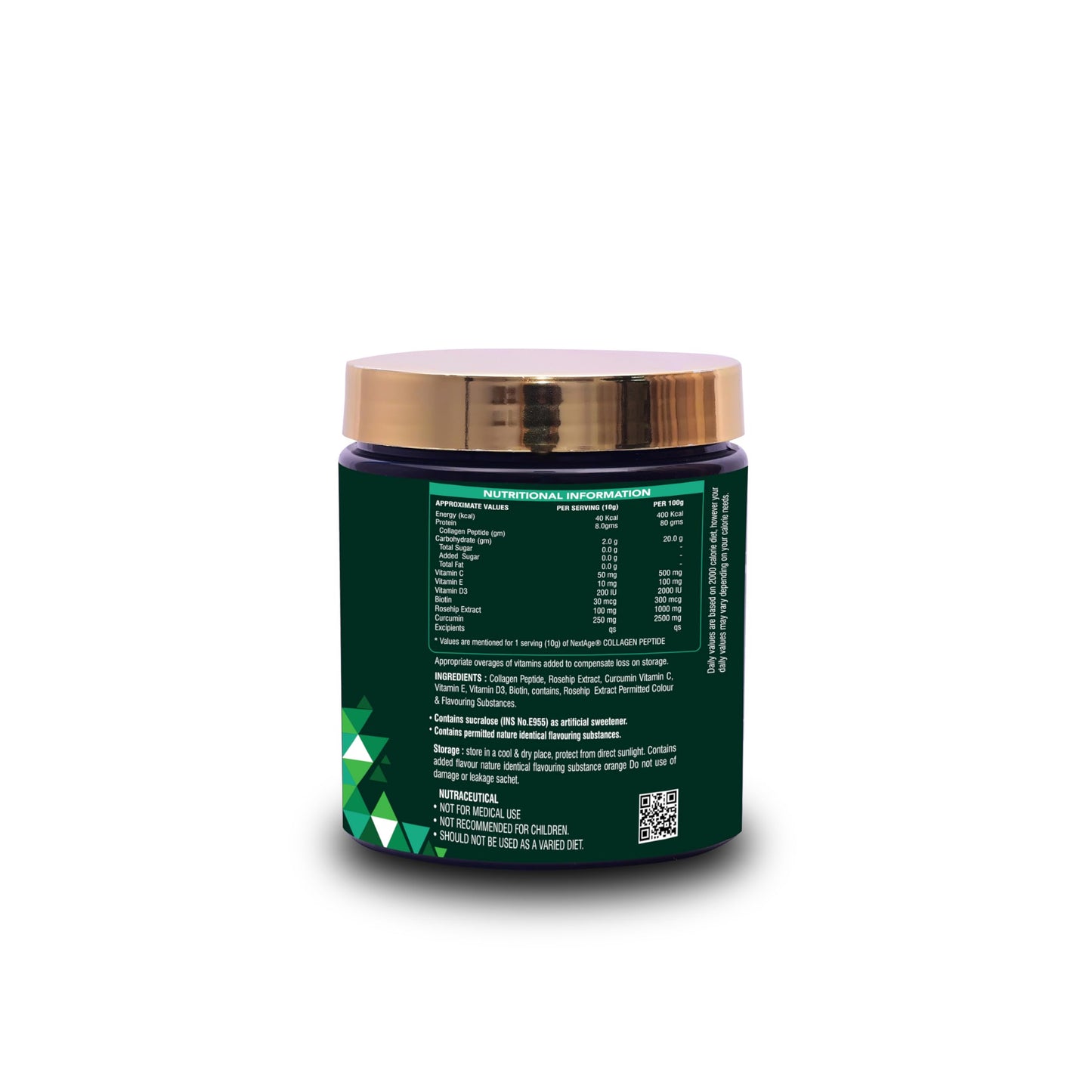 Nextage Nutrition Collagen Peptide Powder (250g) | Rosehip Extract,biotin, Curcumin Vitamin C, Vitamin E & Vitamin D3 | Healthy hair | Healthy Skin & Nails | Healthy Bone | Orange Flavour