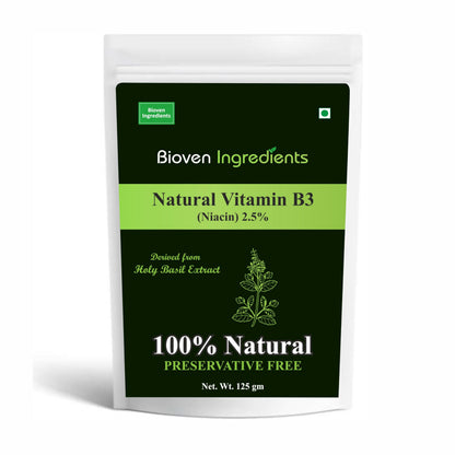 Bioven Ingredients Natural Vitamin B3 Powder, Derived from 100% Natural & Organic Amla Extract, Non-GMO Supplement, No Preservatives, Sugar, Gluten or Dairy Free Powder