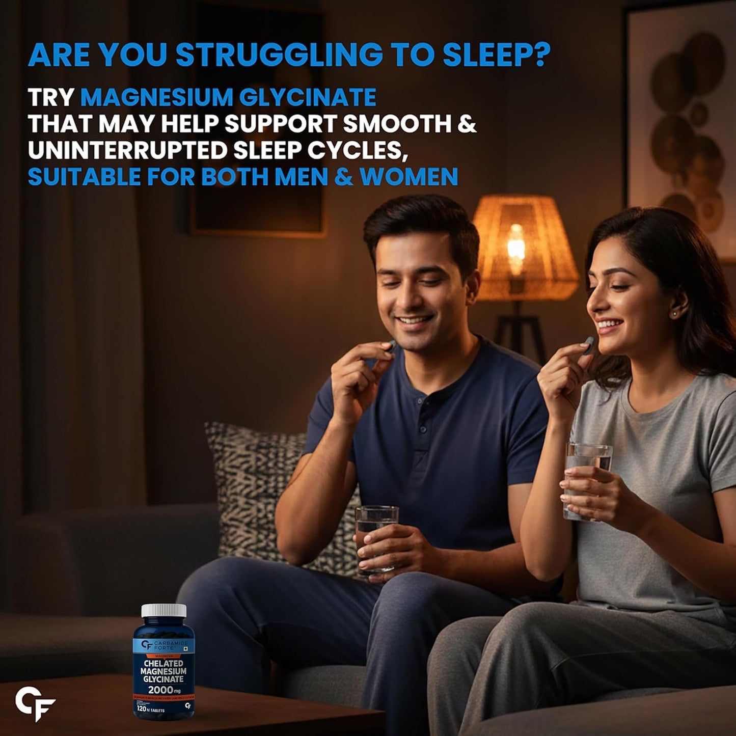 Carbamide Forte Chelated Magnesium Glycinate Supplement 2000mg Per Serving | Magnesium Supplement Supports Muscle Recovery & Better Sleep - 120 Veg Tablets