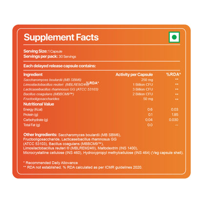 TrueNorth SensiBiotics Traveller’s Probiotics | 11 Billion CFU + 50mg FOS Prebiotics | LGG + Saccharomyces Boulardii | Travel Diarrhoea & Sensitive Gut | Smart Release Technology | 30 Veg Capsules